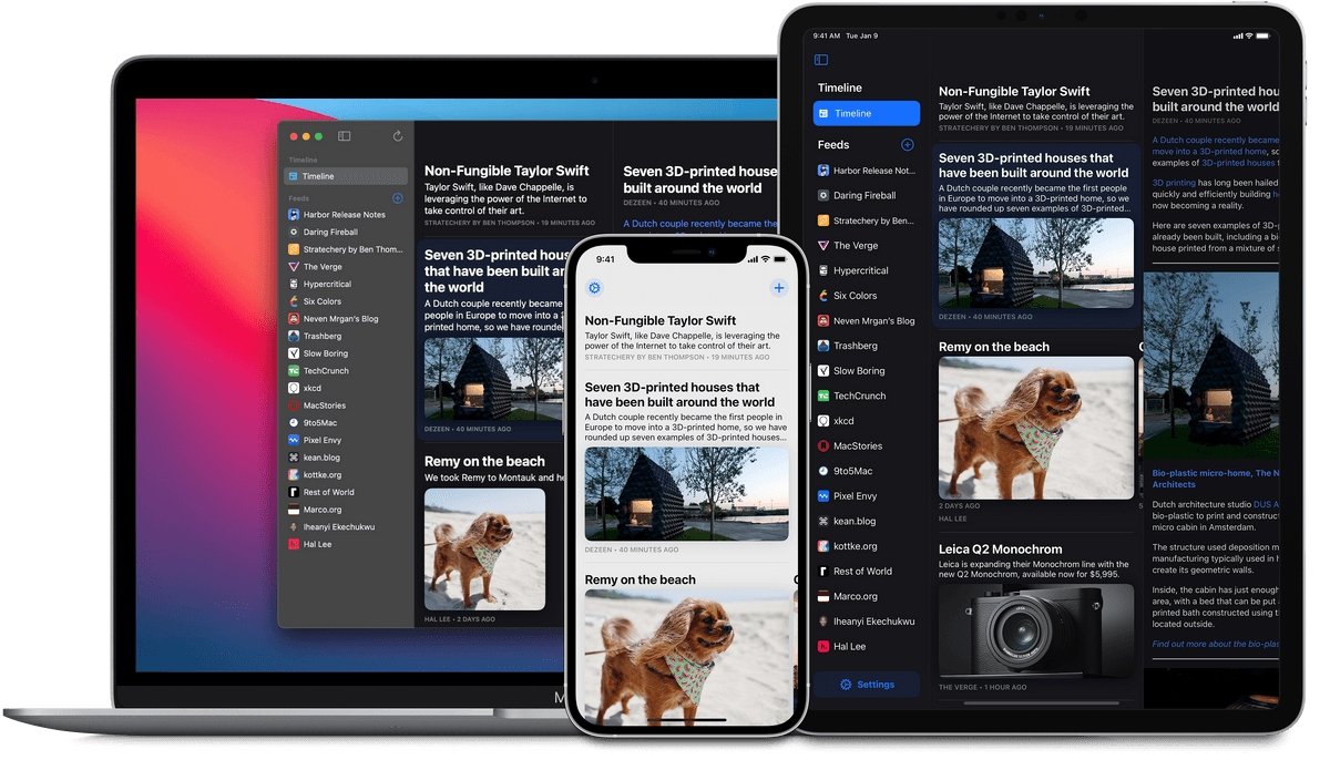 Harbor’s home feed on iPhone, iPad, and Mac